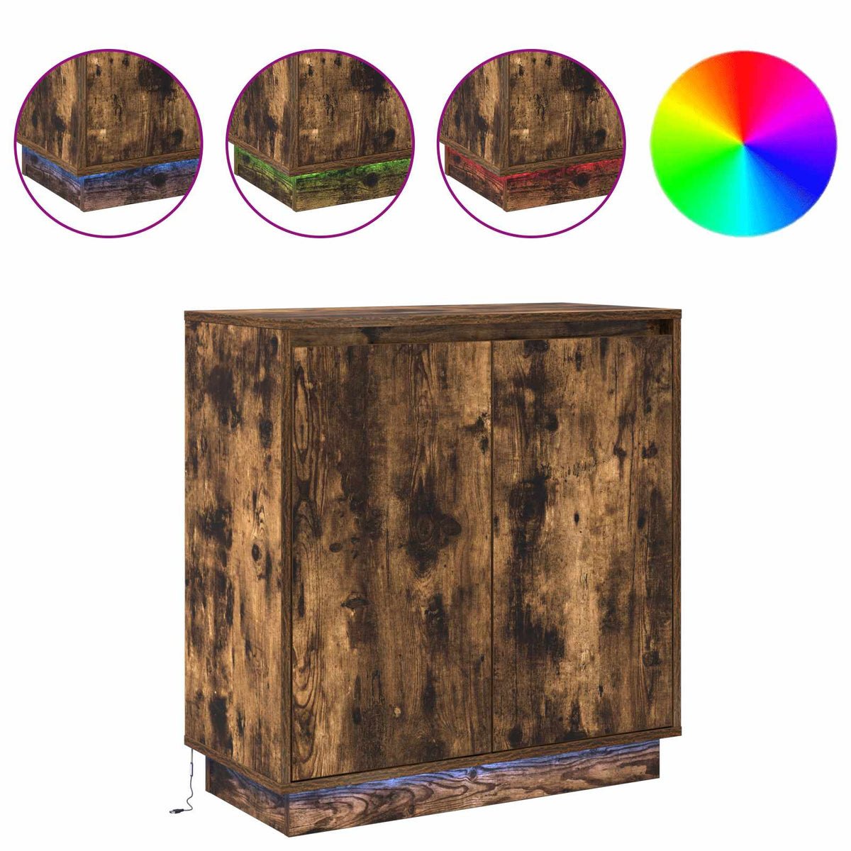 Madia LED Rovere Fumo 71 x 34,5 x 75 cm Legno ingegnerizzato - homemem39