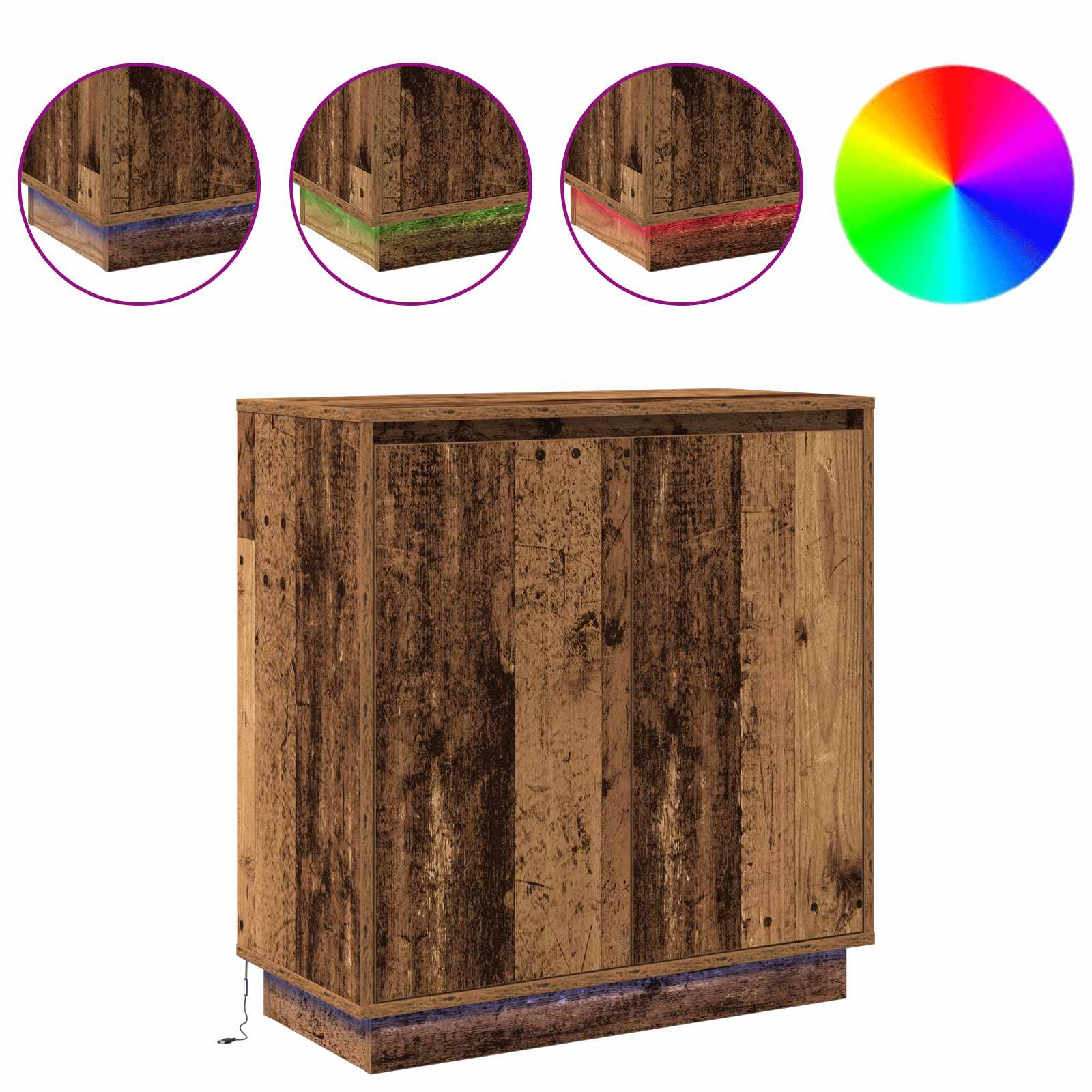 Madia LED per Legno antico 71 x 34,5 x 75 cm Legno multistrato | homemem39
