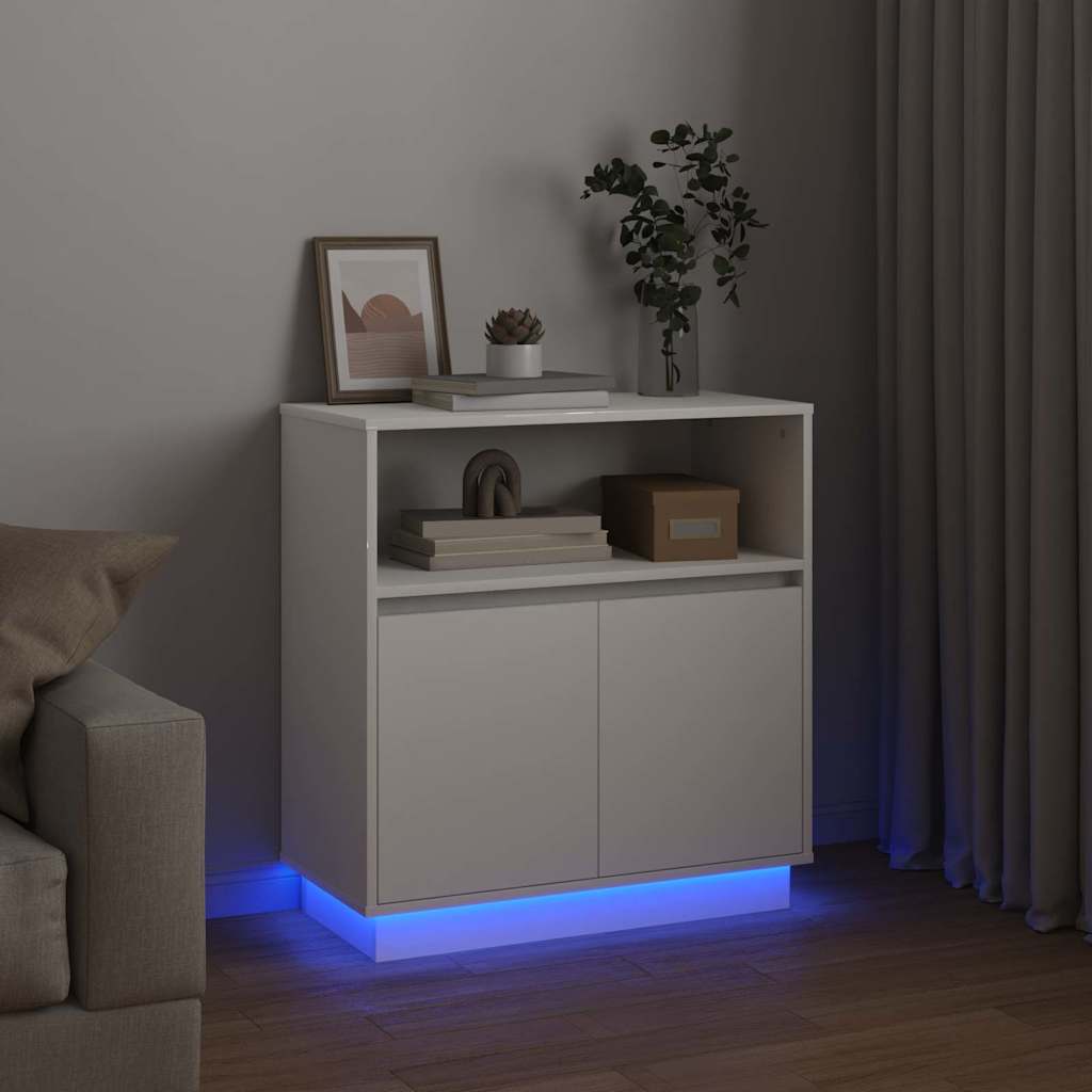 Credenza con LED Bianco 71 x 34.5 x 75 cm Legno multistrato