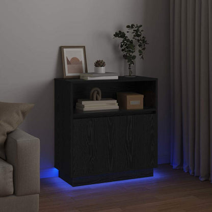 Credenza con LED Rovere nero 71 x 34.5 x 75 cm