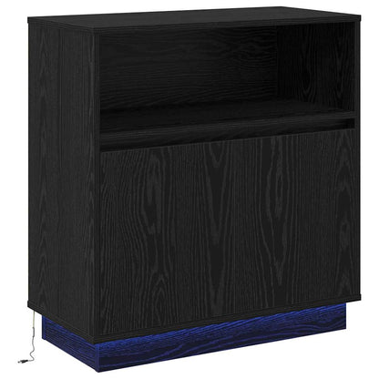 Credenza con LED Rovere nero 71 x 34.5 x 75 cm