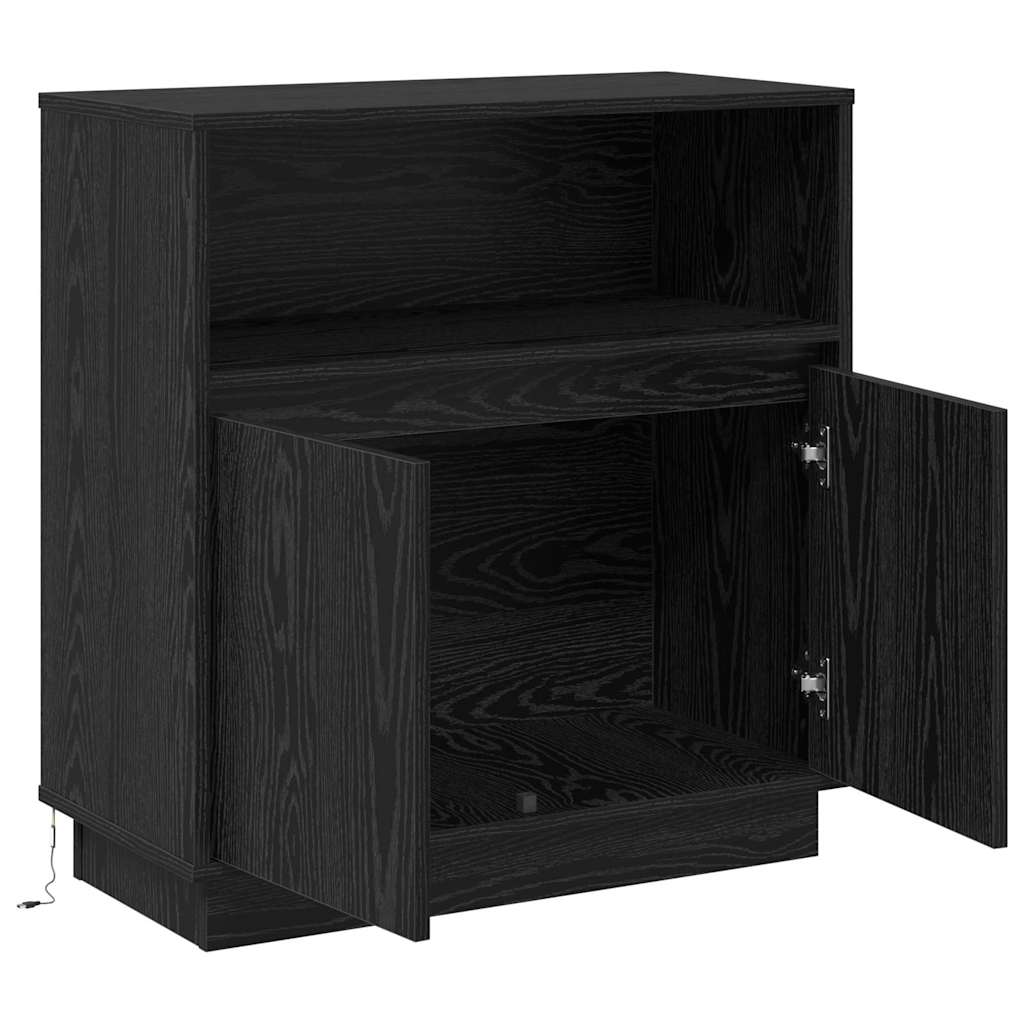 Credenza con LED Rovere nero 71 x 34.5 x 75 cm