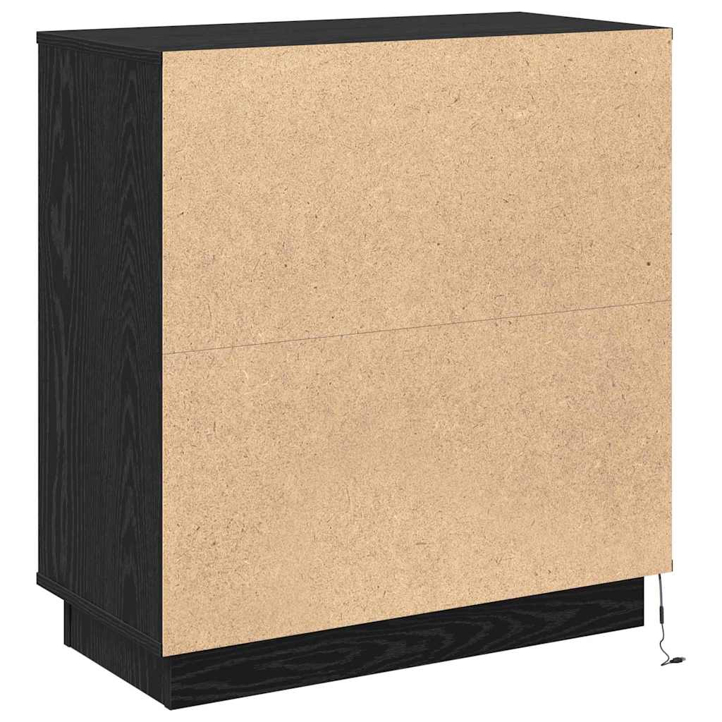 Credenza con LED Rovere nero 71 x 34.5 x 75 cm