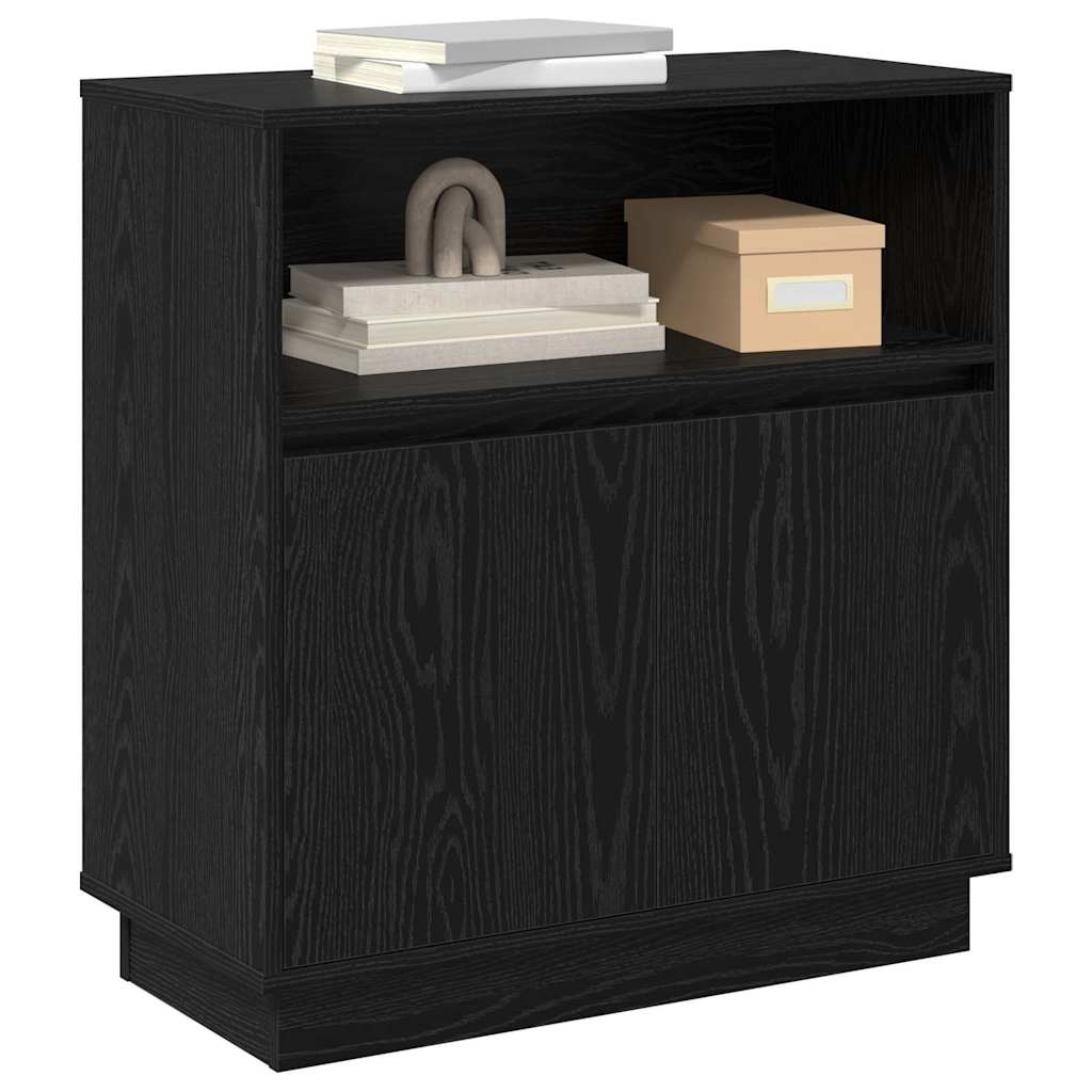 Credenza con LED Rovere nero 71 x 34.5 x 75 cm