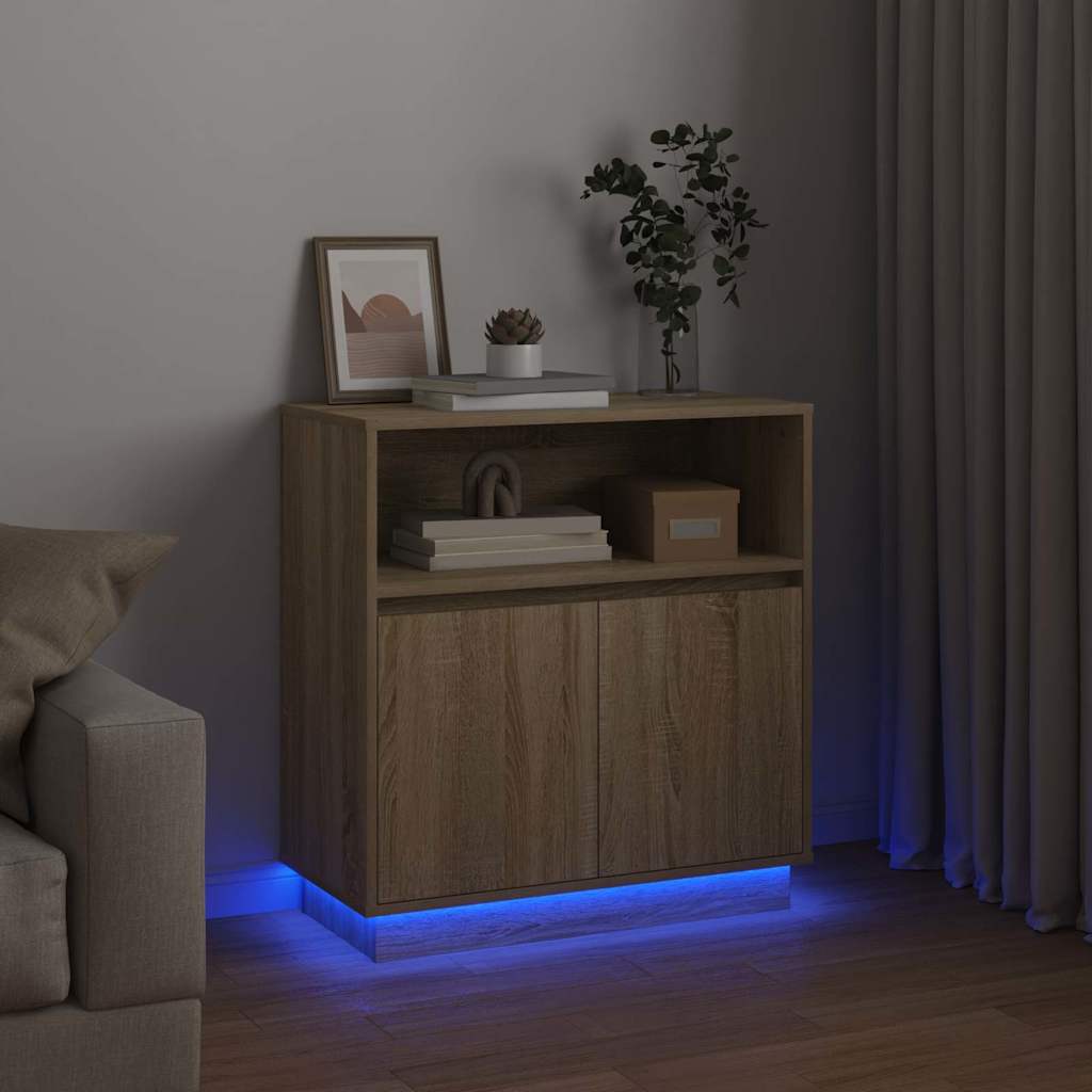 Credenza con LED rovere sonoma 71 x 34.5 x 75 cm