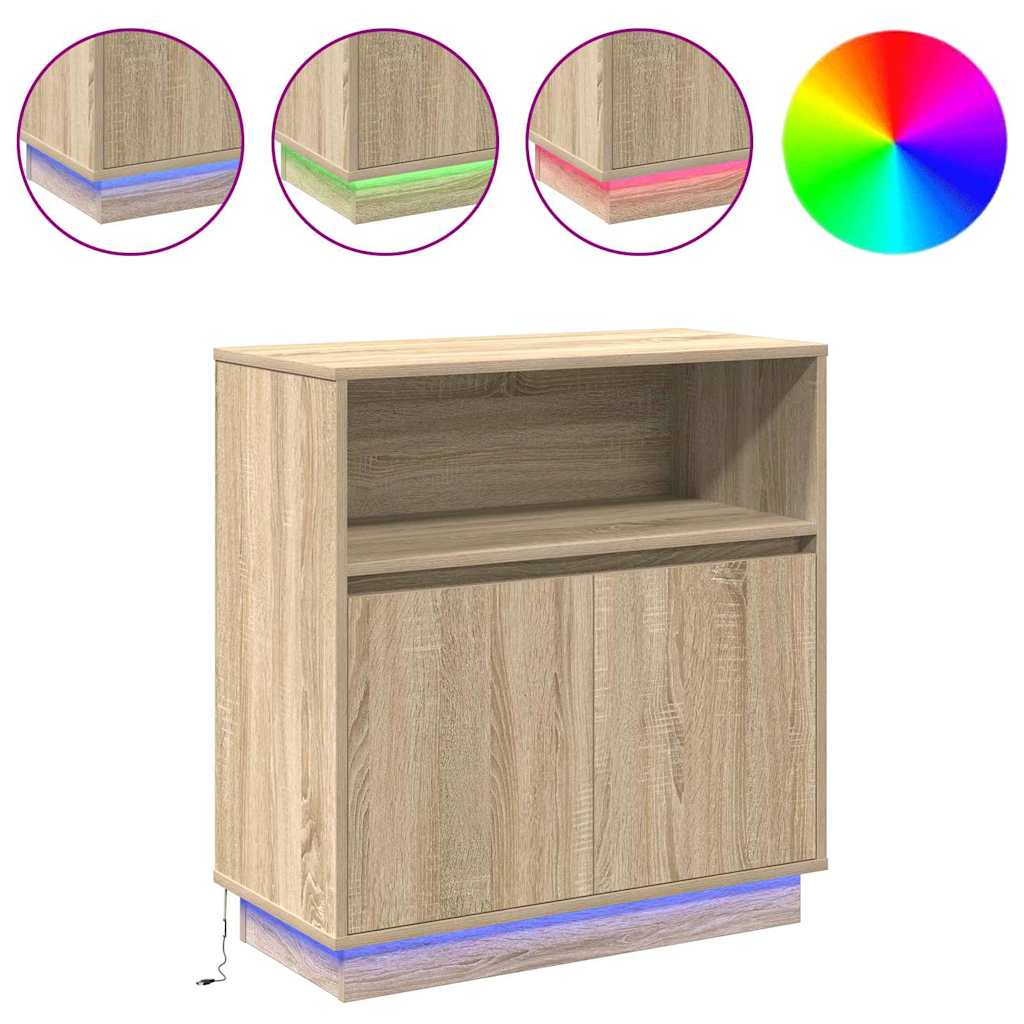 Credenza con LED rovere sonoma 71 x 34.5 x 75 cm