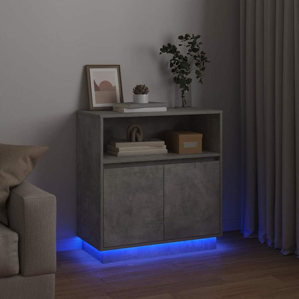 Credenza con LED Grigio cemento 71 x 34.5 x 75 cm