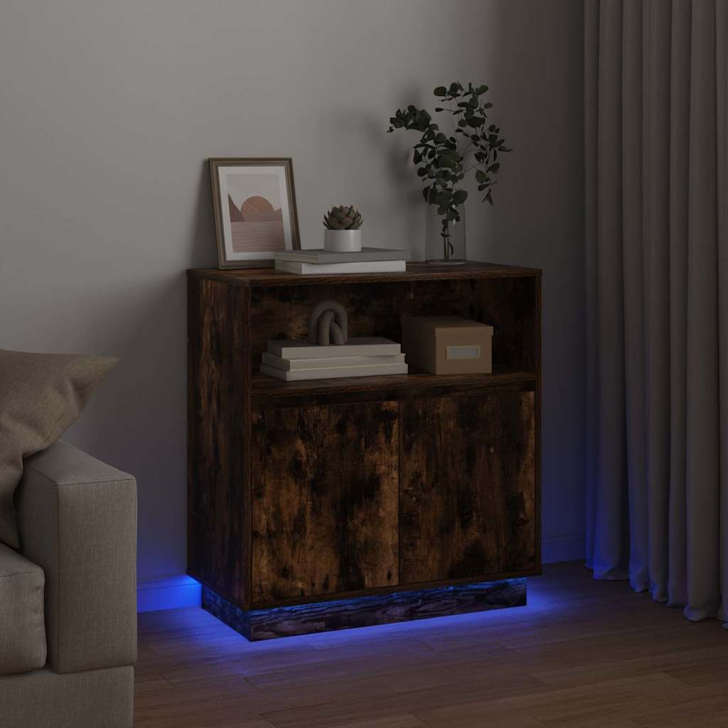 Credenza con LED Rovere fumo 71 x 34.5 x 75 cm