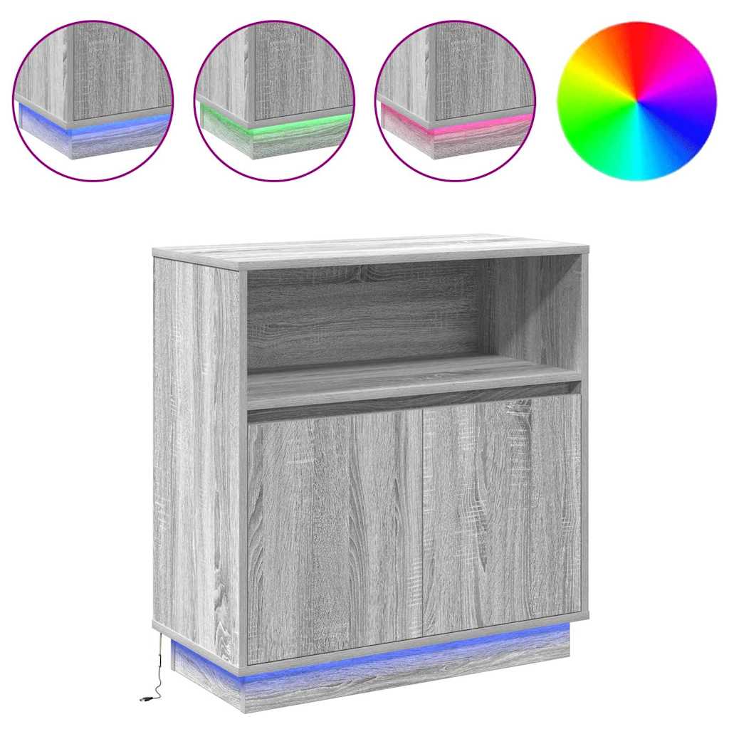 Credenza con LED Grigio sonoma 71 x 34.5 x 75 cm