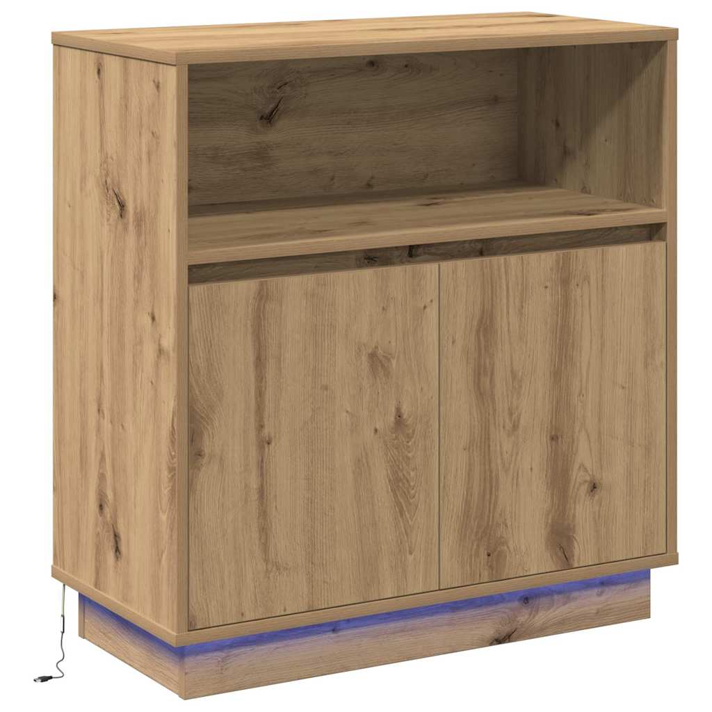 Credenza con LED rovere artigianale 71 x 34.5 x 75 cm