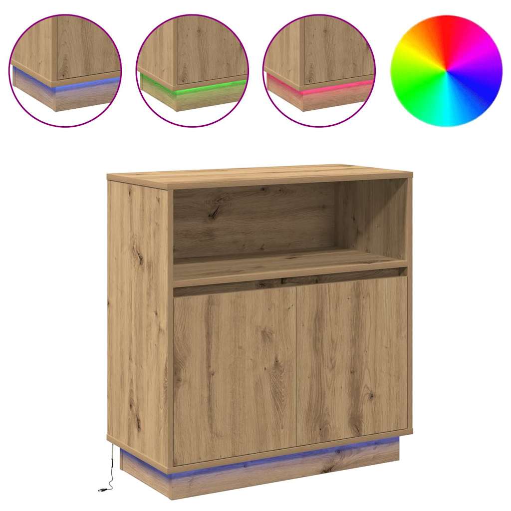 Credenza con LED rovere artigianale 71 x 34.5 x 75 cm