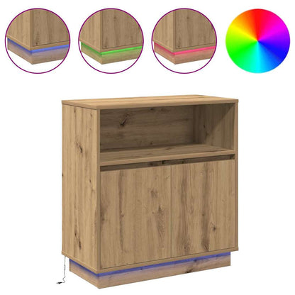 Credenza con LED rovere artigianale 71 x 34.5 x 75 cm