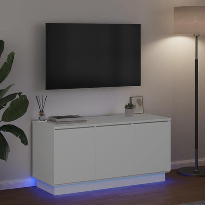 Mobile TV con LED Bianco 100 x 38 x 49 cm Legno multistrato