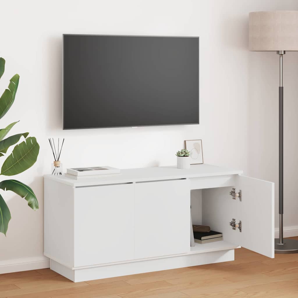 Mobile TV con LED Bianco 100 x 38 x 49 cm Legno multistrato