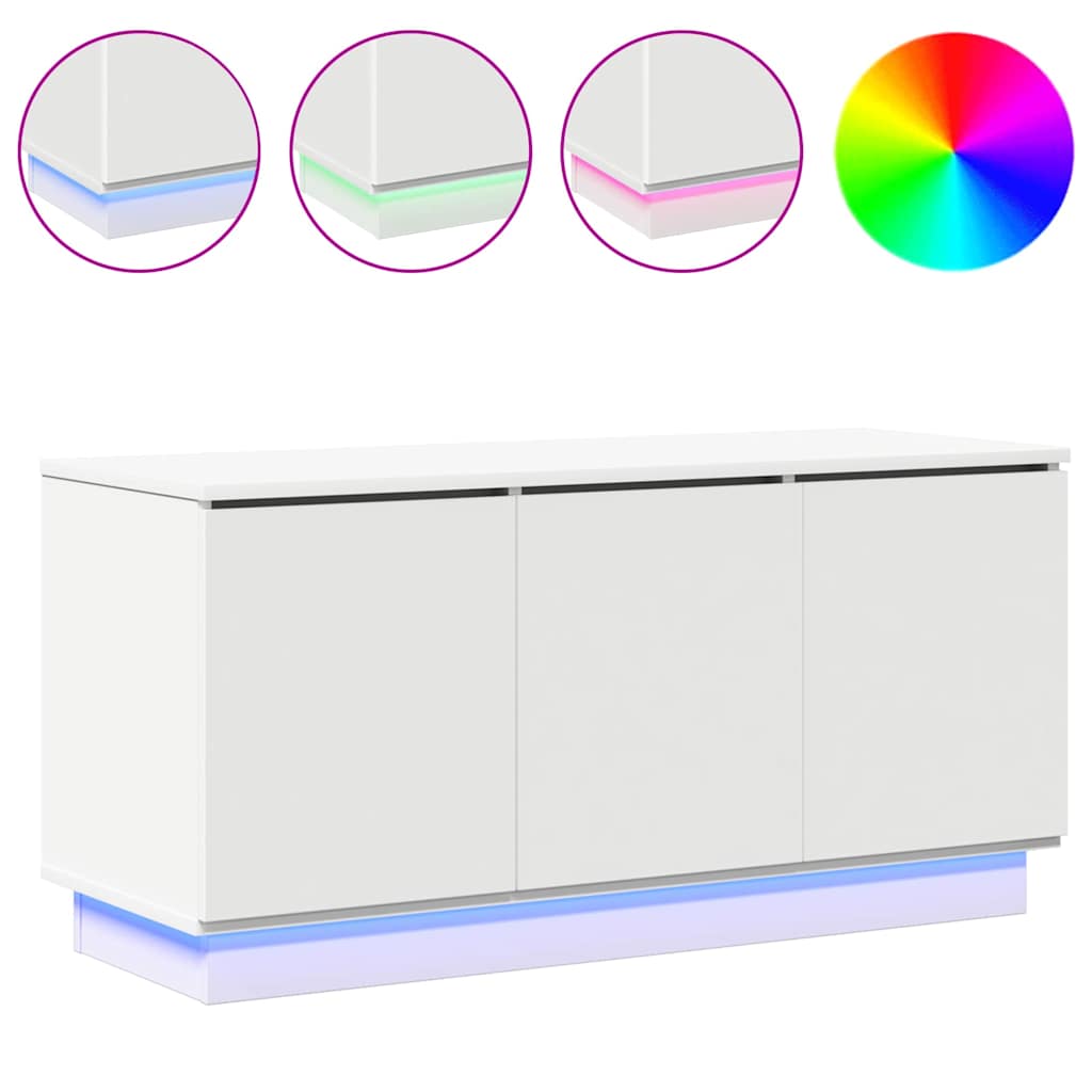 Mobile TV con LED Bianco 100 x 38 x 49 cm Legno multistrato