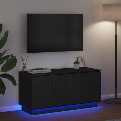 Mobile TV con LED Rovere nero 100 x 38 x 49 cm