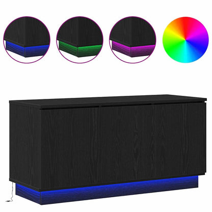 Mobile TV con LED Rovere nero 100 x 38 x 49 cm