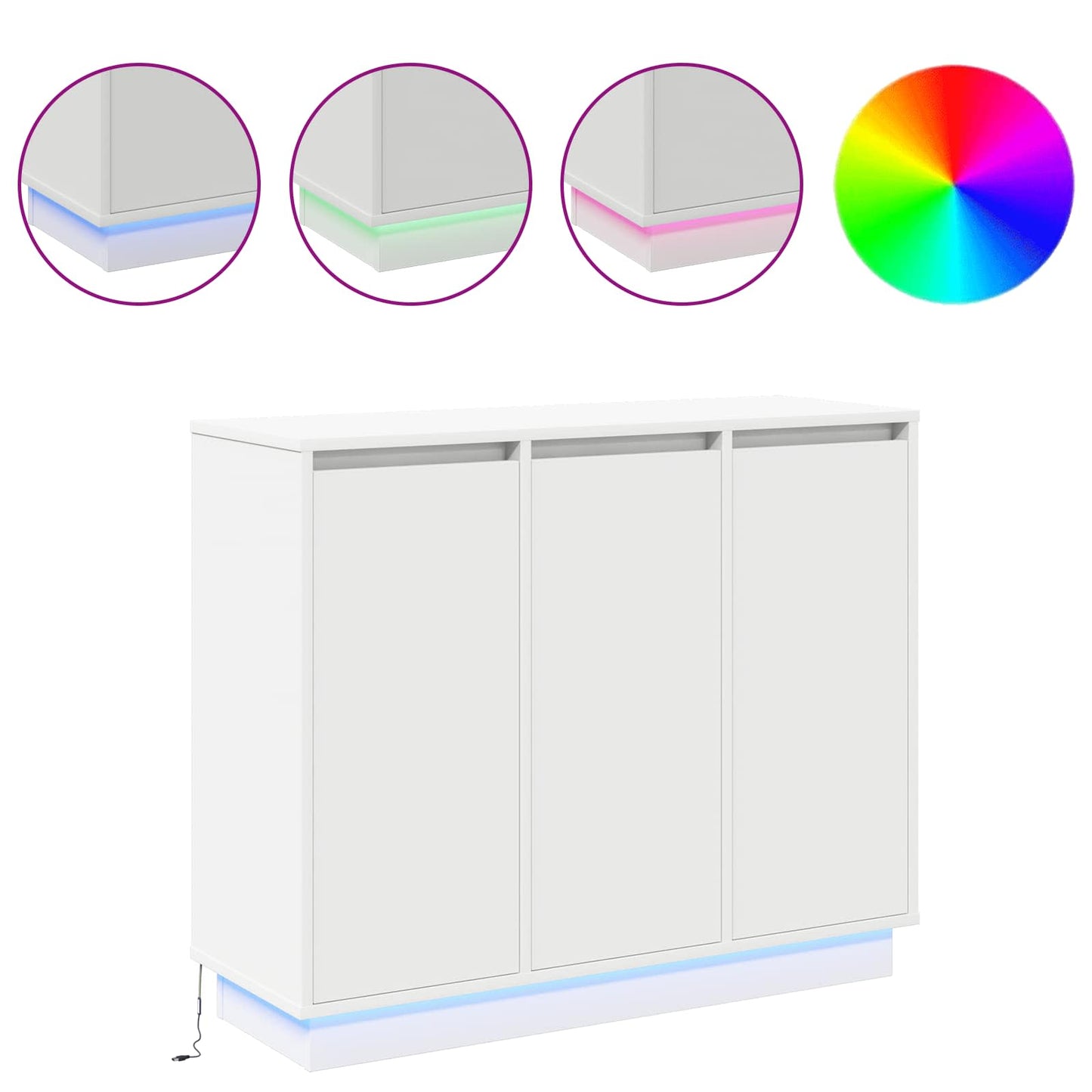 Madia LED Bianco 90 x 32 x 75 cm Legno multistrato