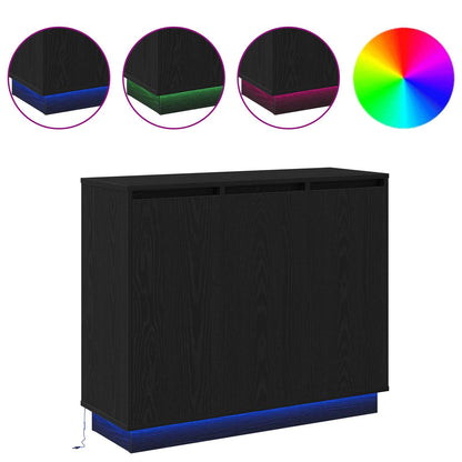 Madia LED Rovere Nero 90 x 32 x 75 cm Legno multistrato