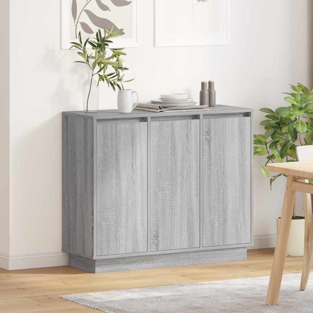 Madia LED Grigio Sonoma 90 x 32 x 75 cm Legno multistrato