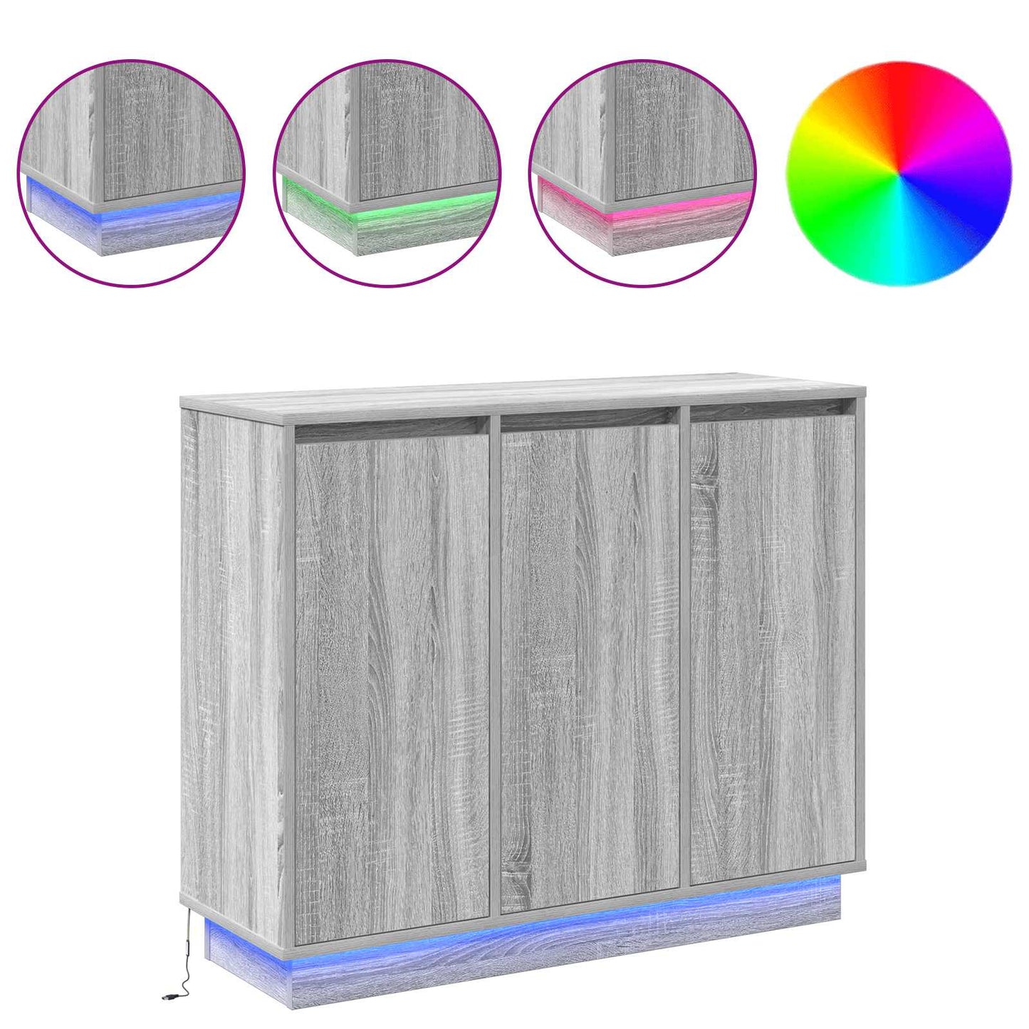 Madia LED Grigio Sonoma 90 x 32 x 75 cm Legno multistrato