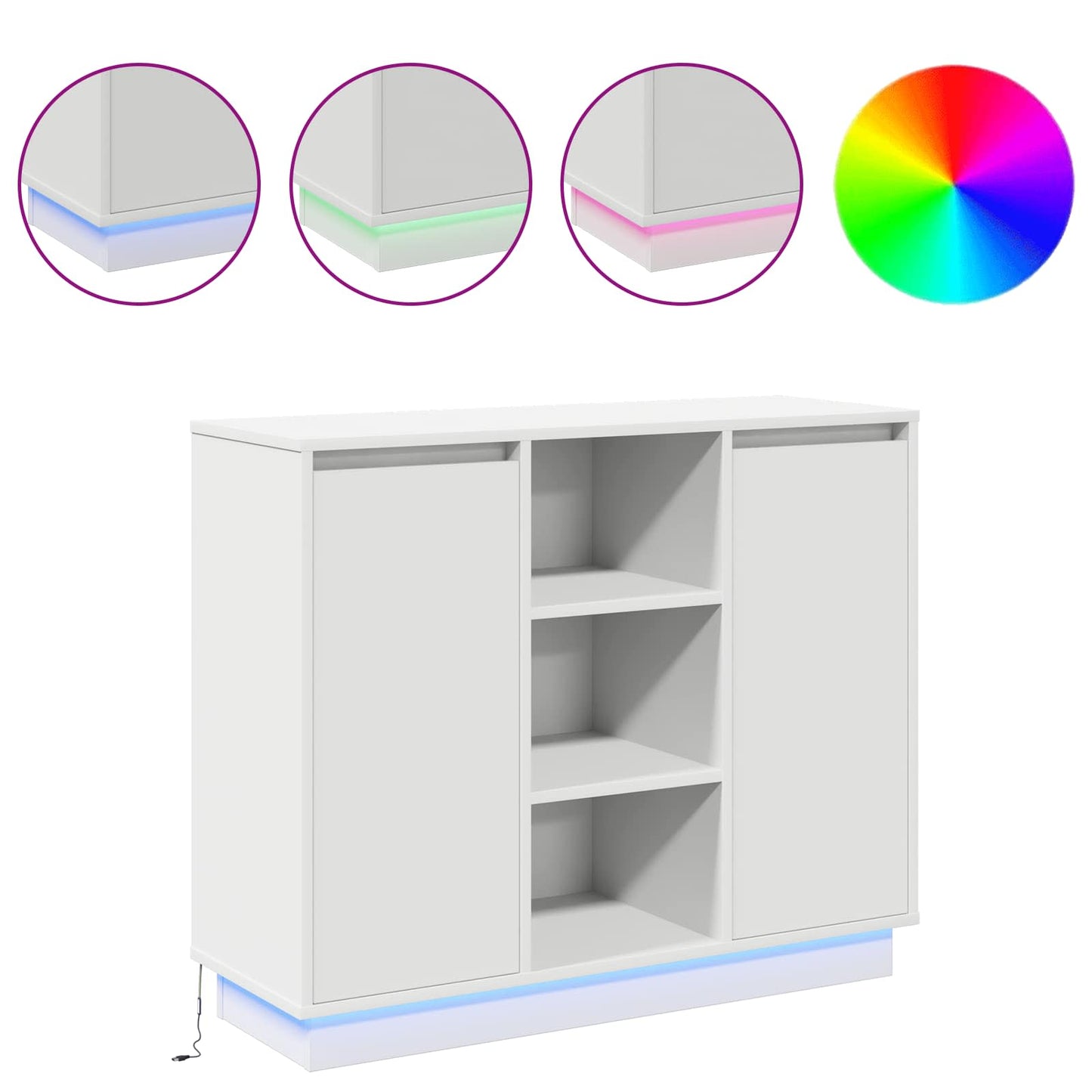 Madia LED Bianco 90 x 32 x 75 cm Legno multistrato