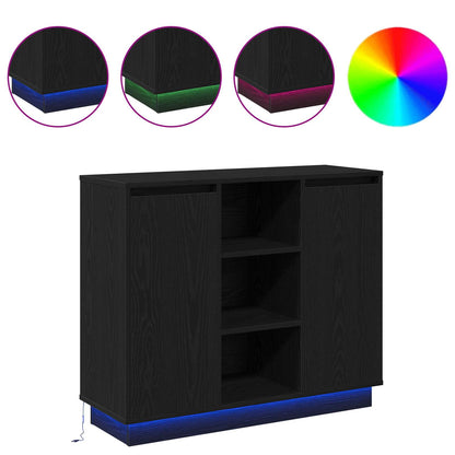 Madia LED Rovere Nero 90 x 32 x 75 cm Legno multistrato