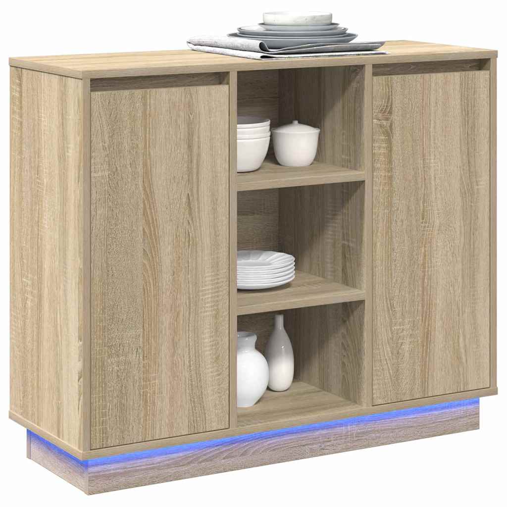 Madia LED Rovere Sonoma 90 x 32 x 75 cm Legno multistrato