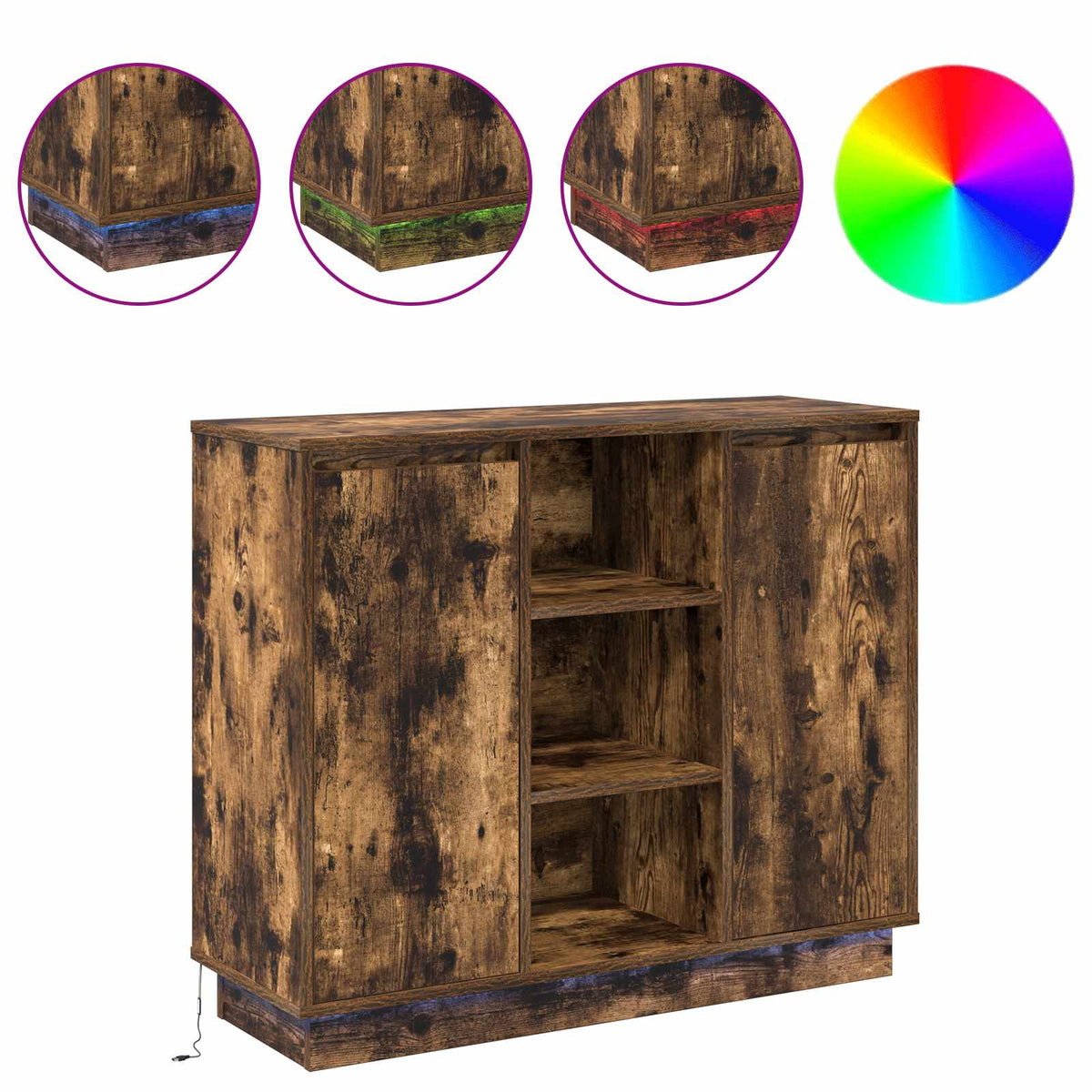 Madia LED Rovere fumé 90 x 32 x 75 cm Legno ingegnerizzato | homemem39