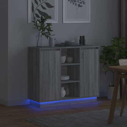 Madia LED Grigio Sonoma 90 x 32 x 75 cm Legno multistrato