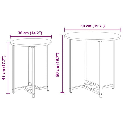Set tavolini 2 pcs Grigio sonoma e Nero 50 x 50 x 50 cm