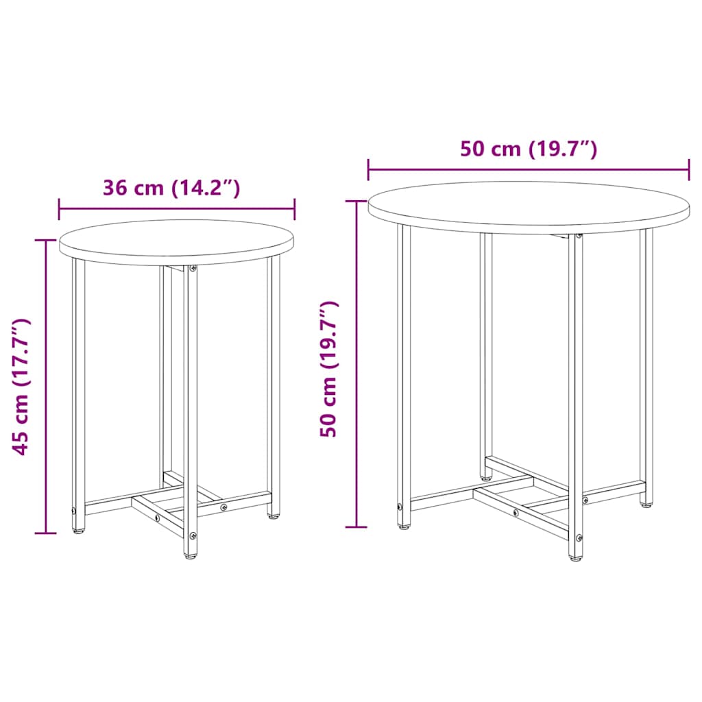 Set tavolini 2 pcs Grigio Sonoma e Nero | homemem39