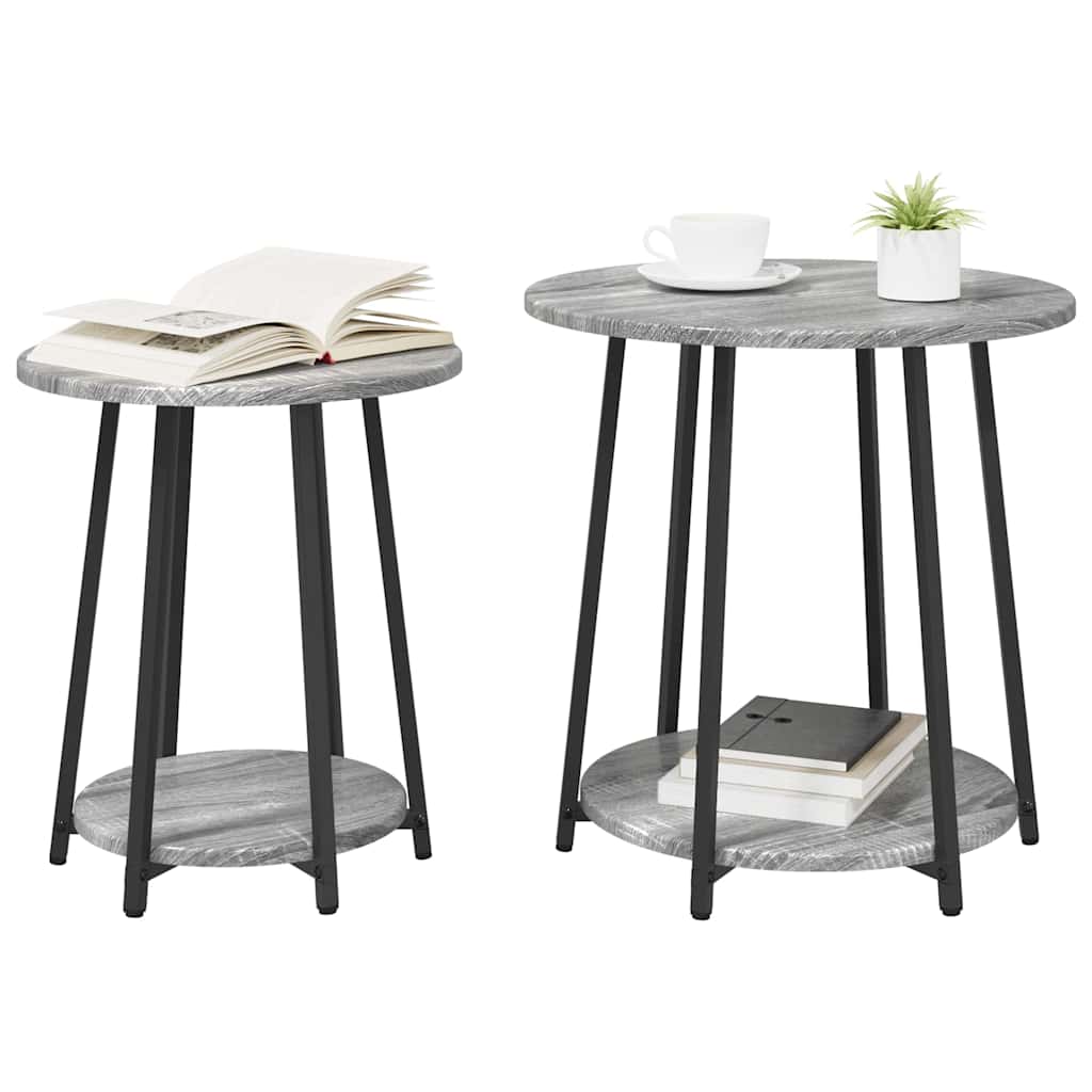 Set tavolini 2 pcs Grigio sonoma e Nero 50 x 50 x 51 cm