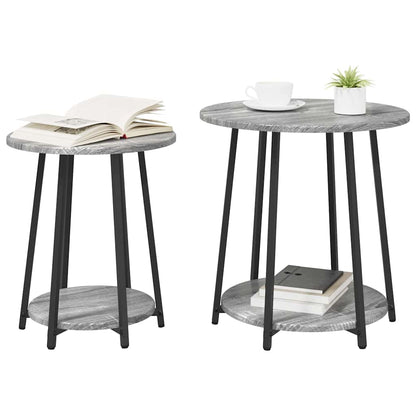 Set tavolini 2 pcs Grigio sonoma e Nero 50 x 50 x 51 cm