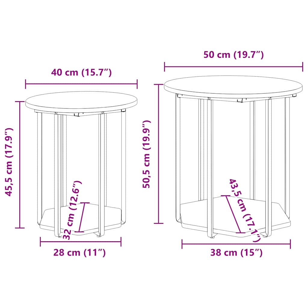 Set tavolini con lo scaffale 2 pcs Grigio | homemem39