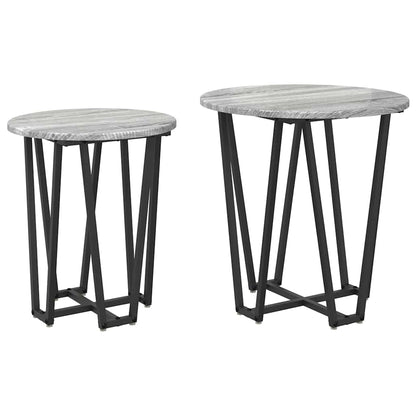 Set tavolini 2 pcs Grigio sonoma e Nero 50 x 50 x 50.5 cm