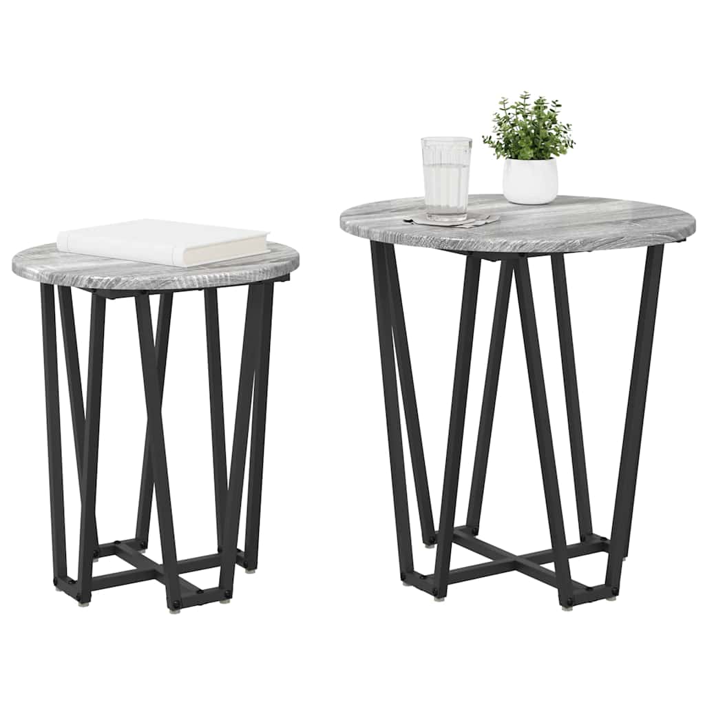Set tavolini 2 pcs Grigio sonoma e Nero 50 x 50 x 50.5 cm