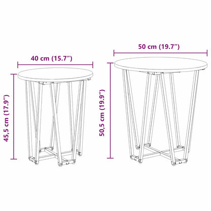 Set tavolini 2 pcs Legno Antico e Nero 50 x 50 x 50.5 cm