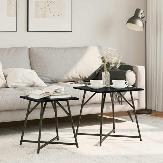 Set tavolini 2 pcs Rovere nero 50 x 50 x 50 cm