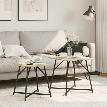 Set tavolini 2 pcs Rovere Sonoma e Nero 50 x 50 x 50 cm