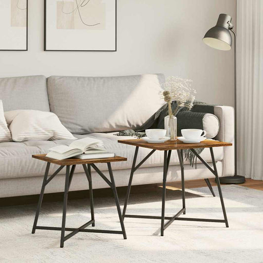 Set tavolini 2 pcs Rovere affumicato e Nero 50 x 50 x 50 cm