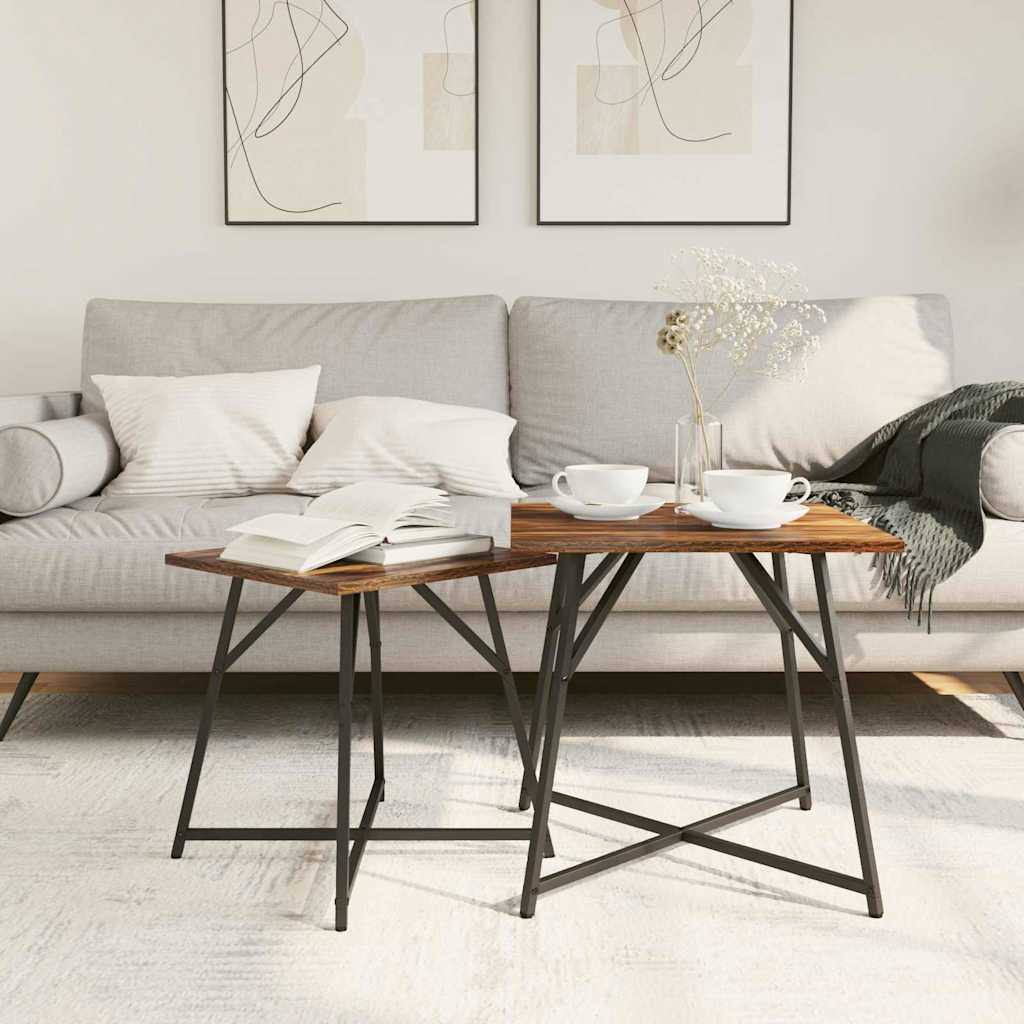 Set tavolini 2 pcs Rovere affumicato e Nero 50 x 50 x 50 cm