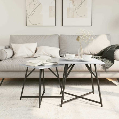 Set tavolini 2 pcs Grigio sonoma e Nero 50 x 50 x 50 cm