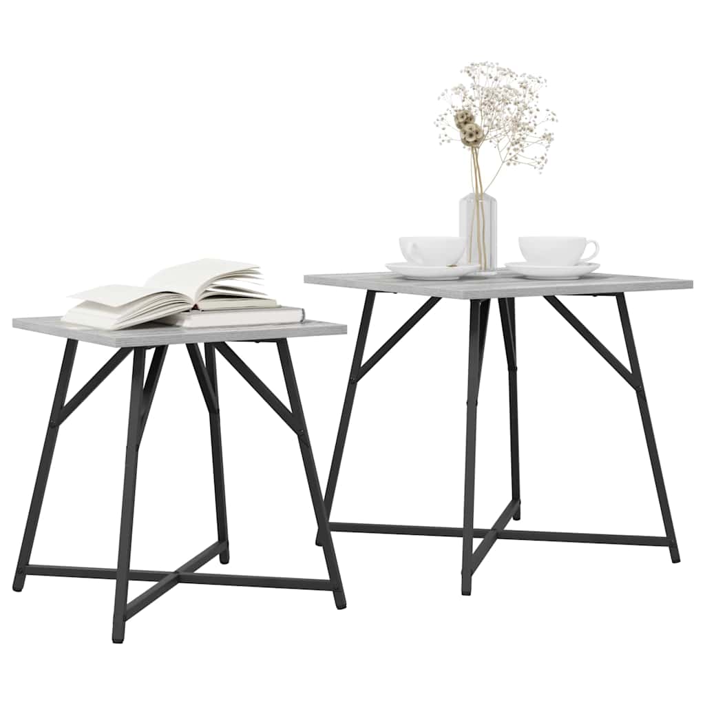 Set tavolini 2 pcs Grigio sonoma e Nero 50 x 50 x 50 cm