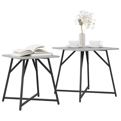 Set tavolini 2 pcs Grigio sonoma e Nero 50 x 50 x 50 cm