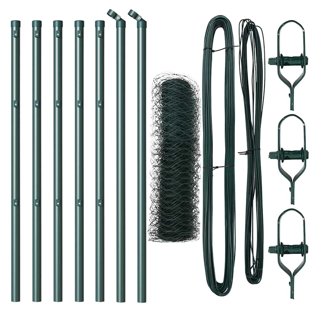 Recinzione con pali. Verde 0.5 x 10 m Acciaio rivestito in PVC