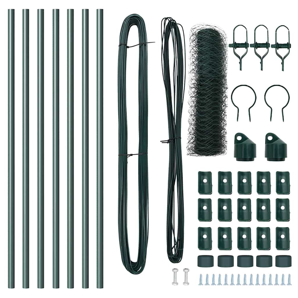 Recinzione con pali. Verde 0.5 x 10 m Acciaio rivestito in PVC