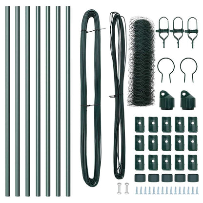 Recinzione con pali. Verde 0.5 x 10 m Acciaio rivestito in PVC