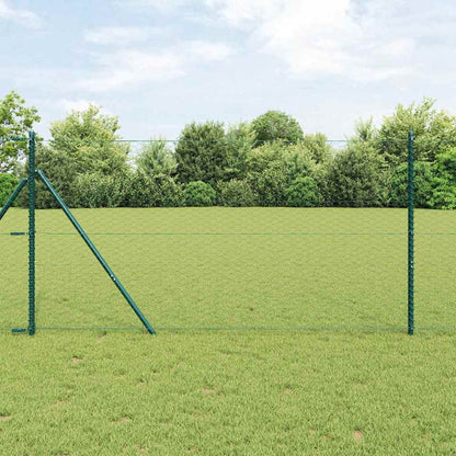 Recinzione con pali. Verde 1.4 x 25 m Acciaio rivestito in PVC