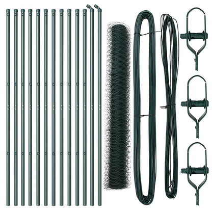 Recinzione con pali. Verde 1.4 x 25 m Acciaio rivestito in PVC